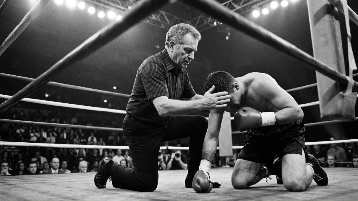 REFEREE FRANK CAPPUCCINO TAKES TEN COUNT!