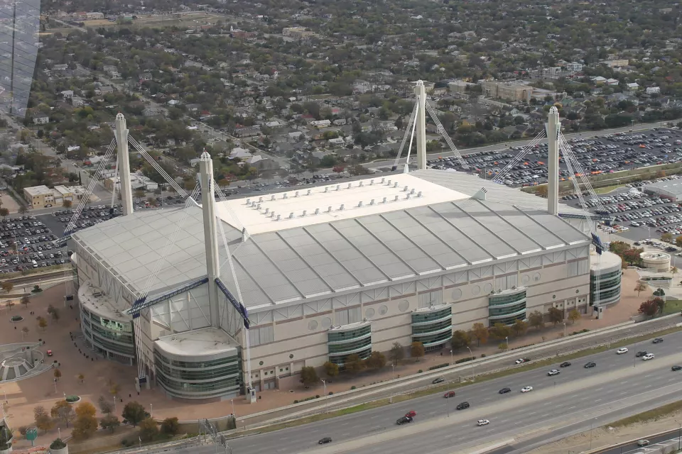 The Alamodome stadium in San Antonio, Texas, seen from above