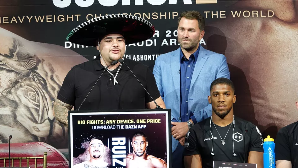 Andy Ruiz Jr. speaking at a press conference