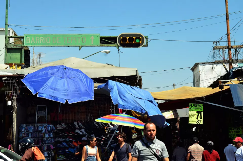 Street scene in the Tepito neighborhood of Mexico City