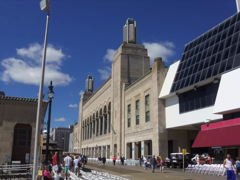 Facade of Boardwalk Hall on the Atlantic City boardwalk