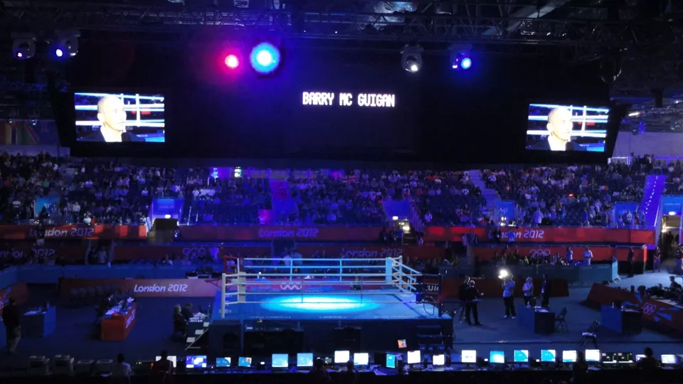 Boxing ring inside the ExCeL arena at the London 2012 Olympics