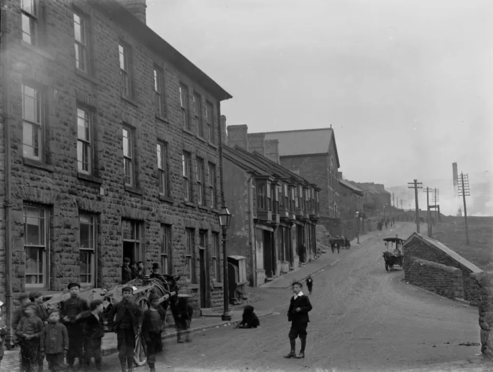 Early 1900s street scene in Tylorstown, Rhondda Valley