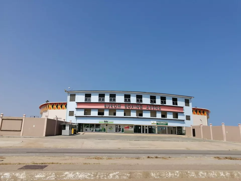 Exterior of the Bukom Boxing Arena in Accra, Ghana