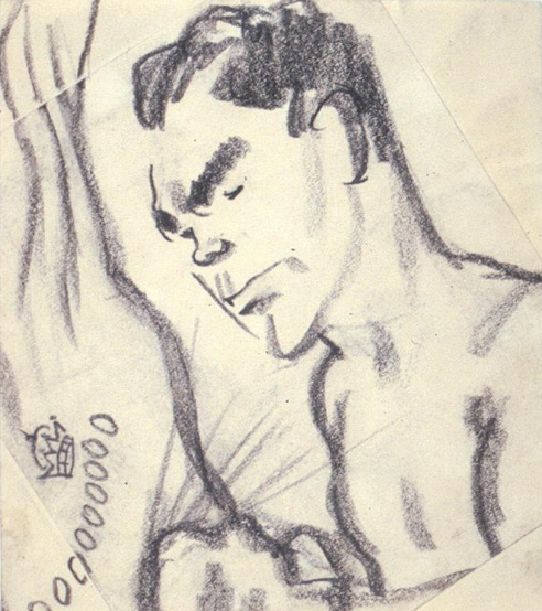 Pencil sketch of heavyweight champion Jack Dempsey