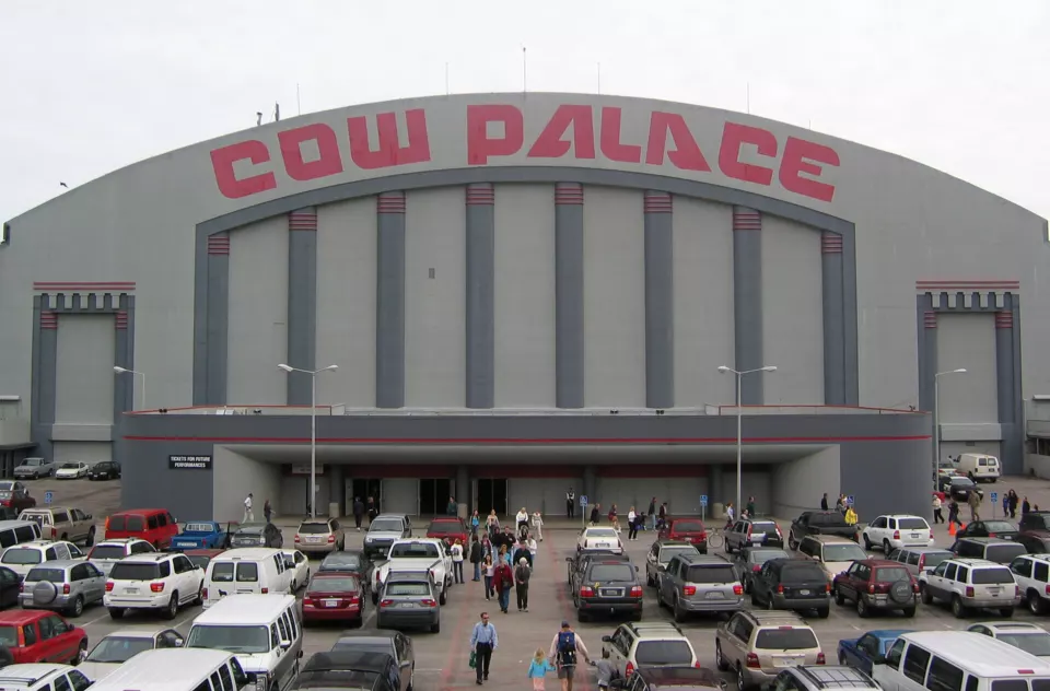 Front entrance of the Cow Palace arena in Daly City, California