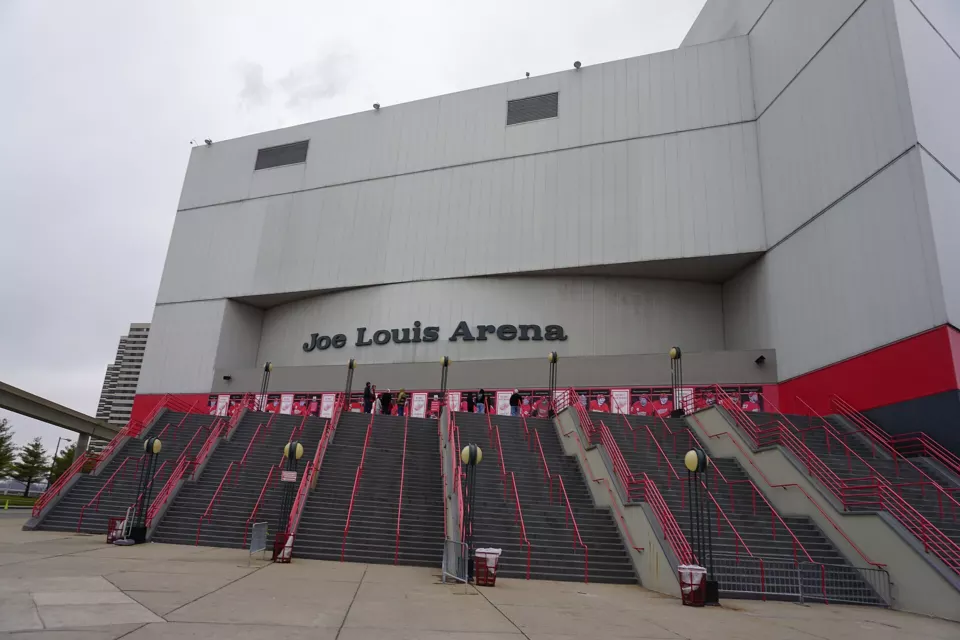 Exterior of Joe Louis Arena in Detroit