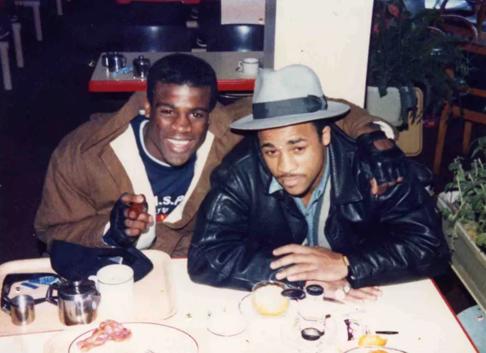 Former boxers Errol Christie and Lloyd Honeyghan standing together