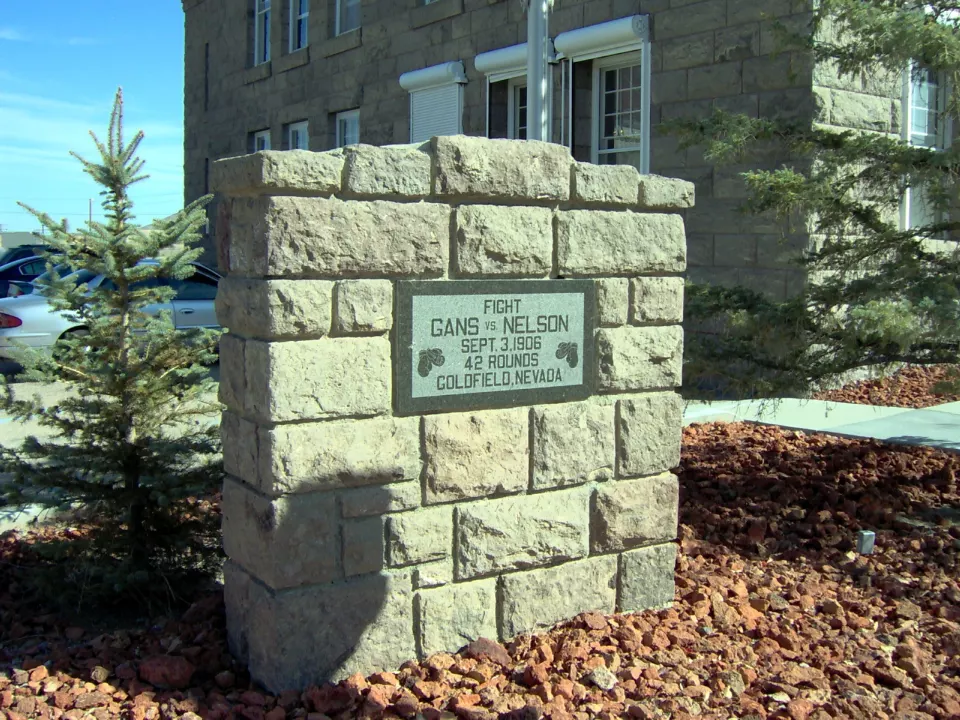 Historical marker for the Gans-Nelson fight in Goldfield, Nevada
