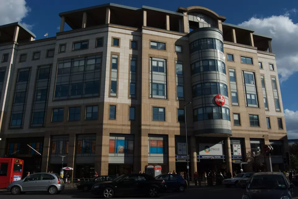 Street view of Hammersmith Broadway in west London