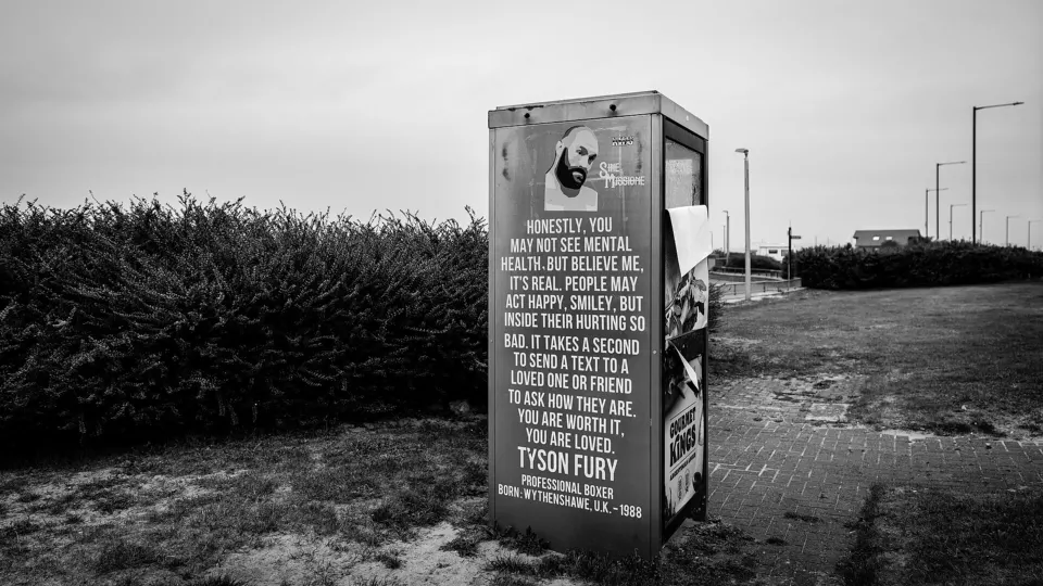 Printed mental health message signed by Tyson Fury