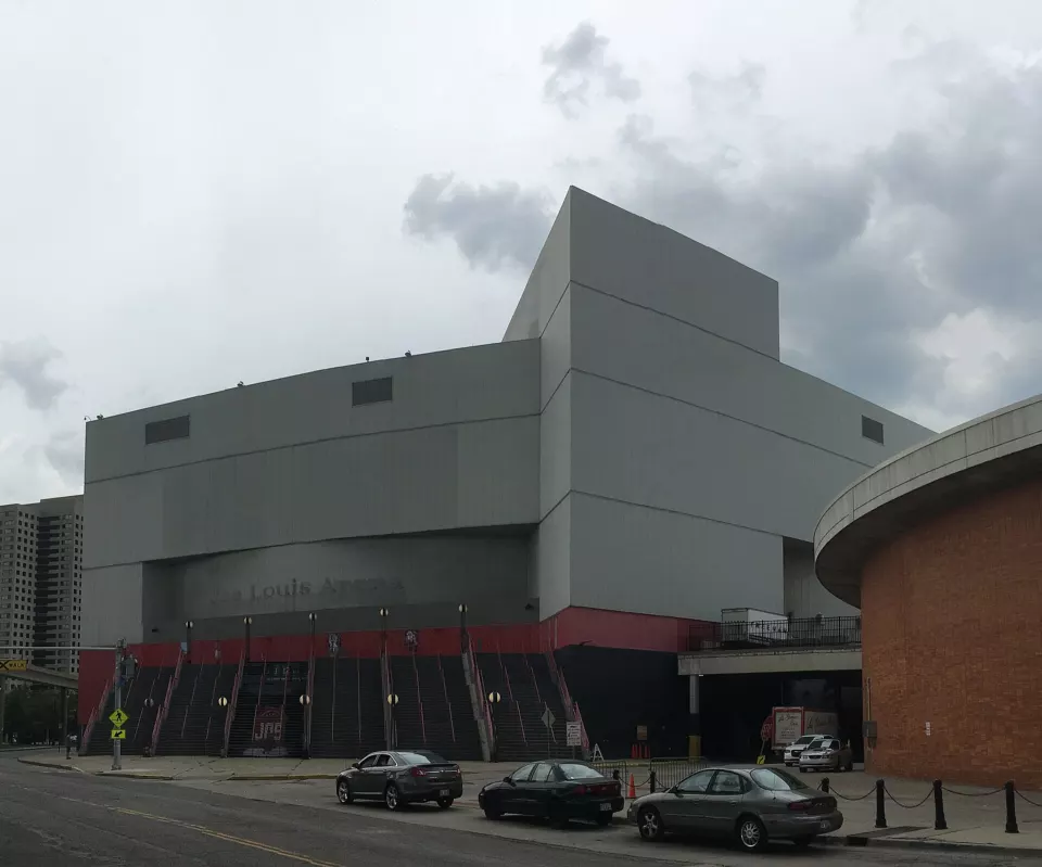 Exterior of Joe Louis Arena in Detroit
