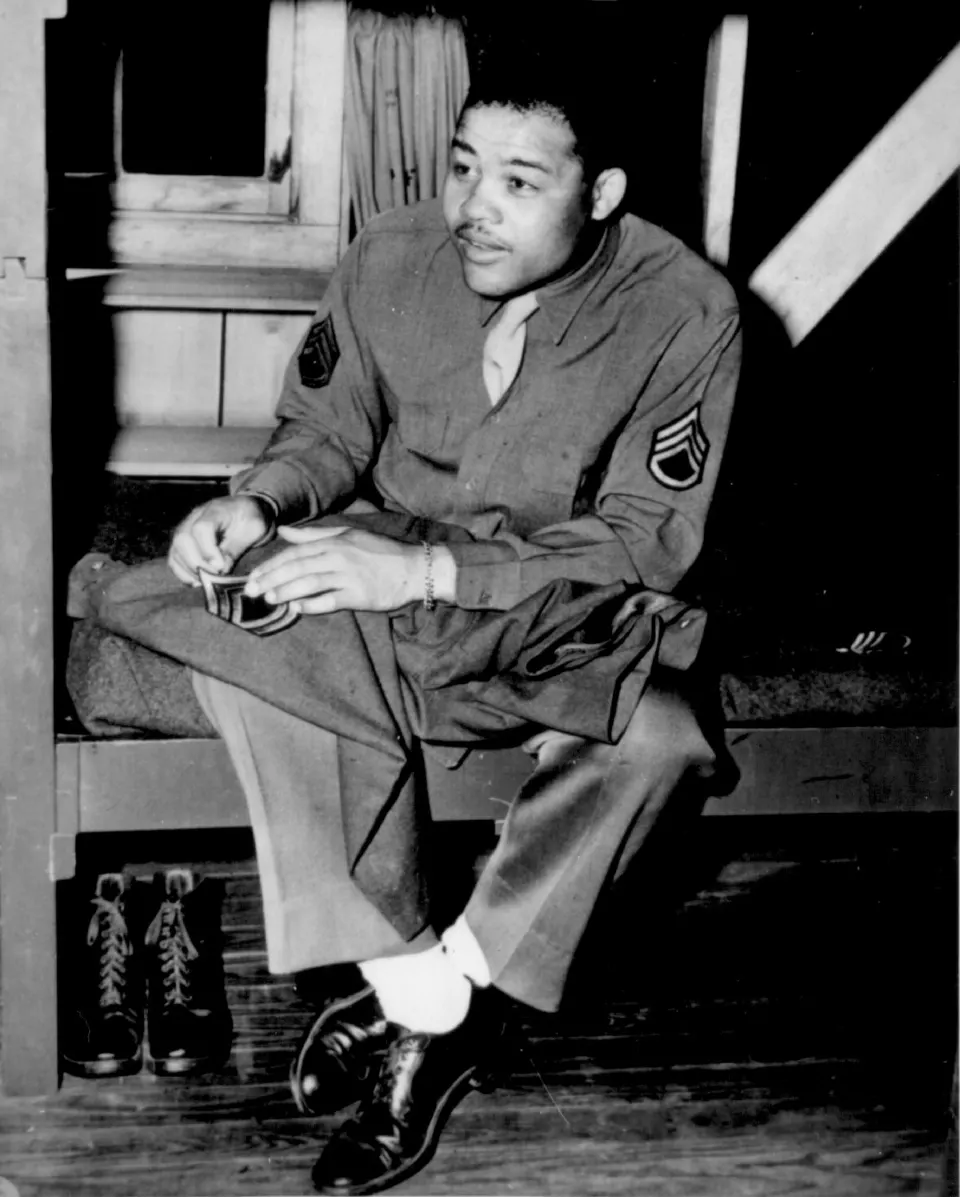 Joe Louis in Army uniform in 1945