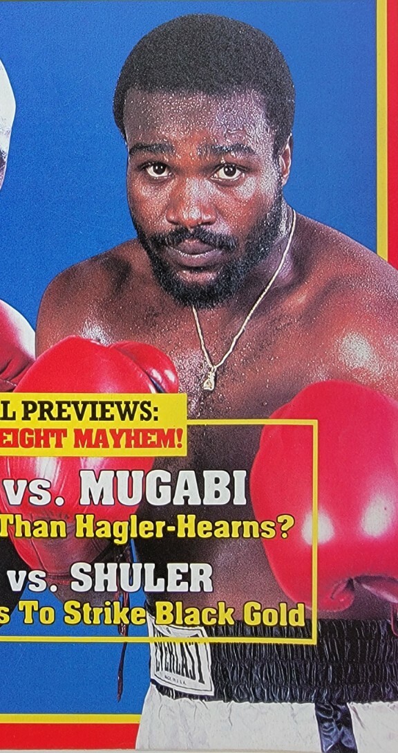 John Mugabi on a 1985 boxing magazine cover
