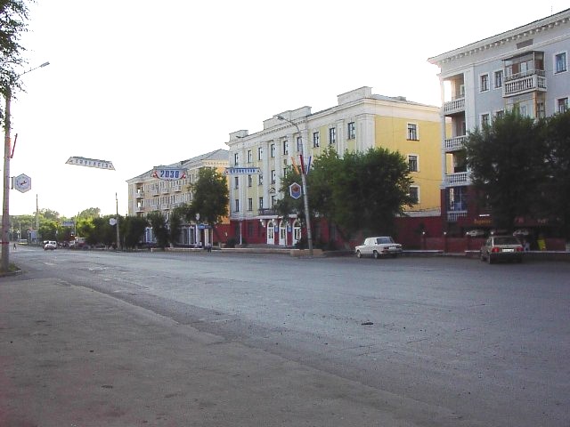 Wide avenue in the city of Karaganda, Kazakhstan