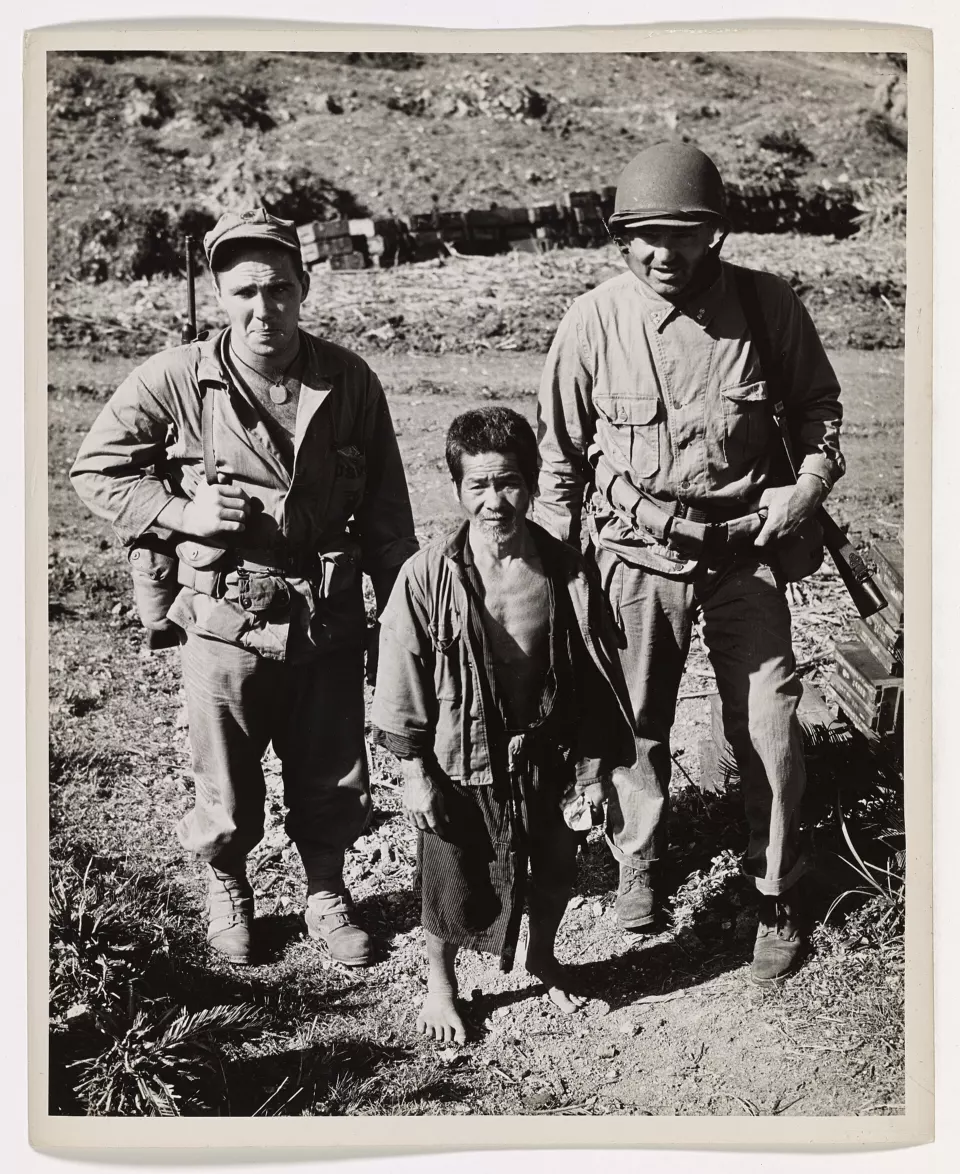 Jack Dempsey in Coast Guard uniform on Okinawa in 1945