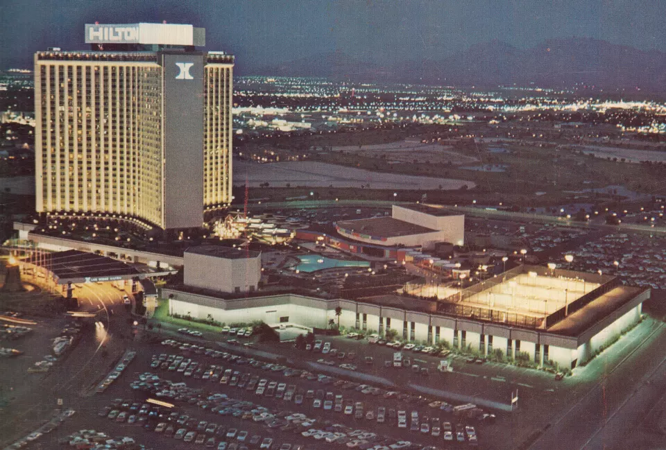 The Las Vegas Hilton hotel tower in the early 1970s