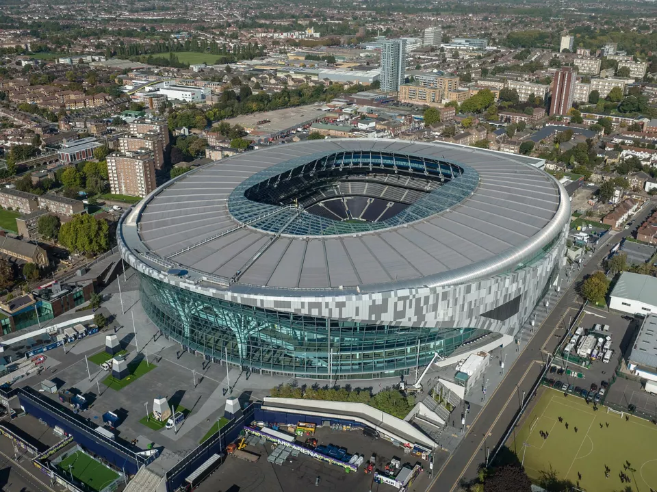 Exterior of Tottenham Hotspur Stadium in London