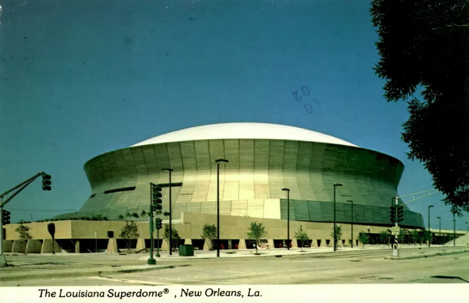 Postcard view of the Louisiana Superdome in New Orleans
