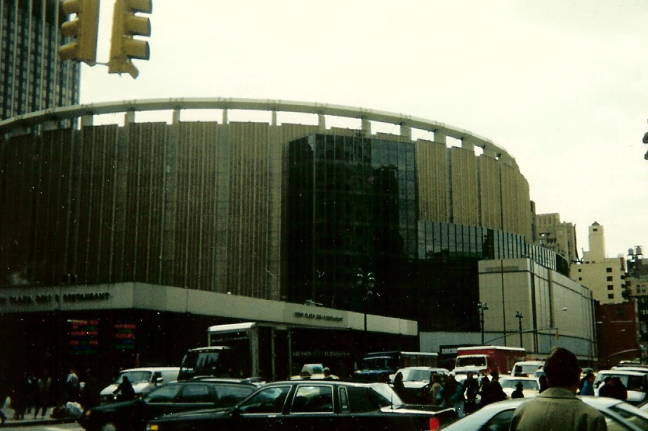 Exterior of Madison Square Garden arena in Manhattan