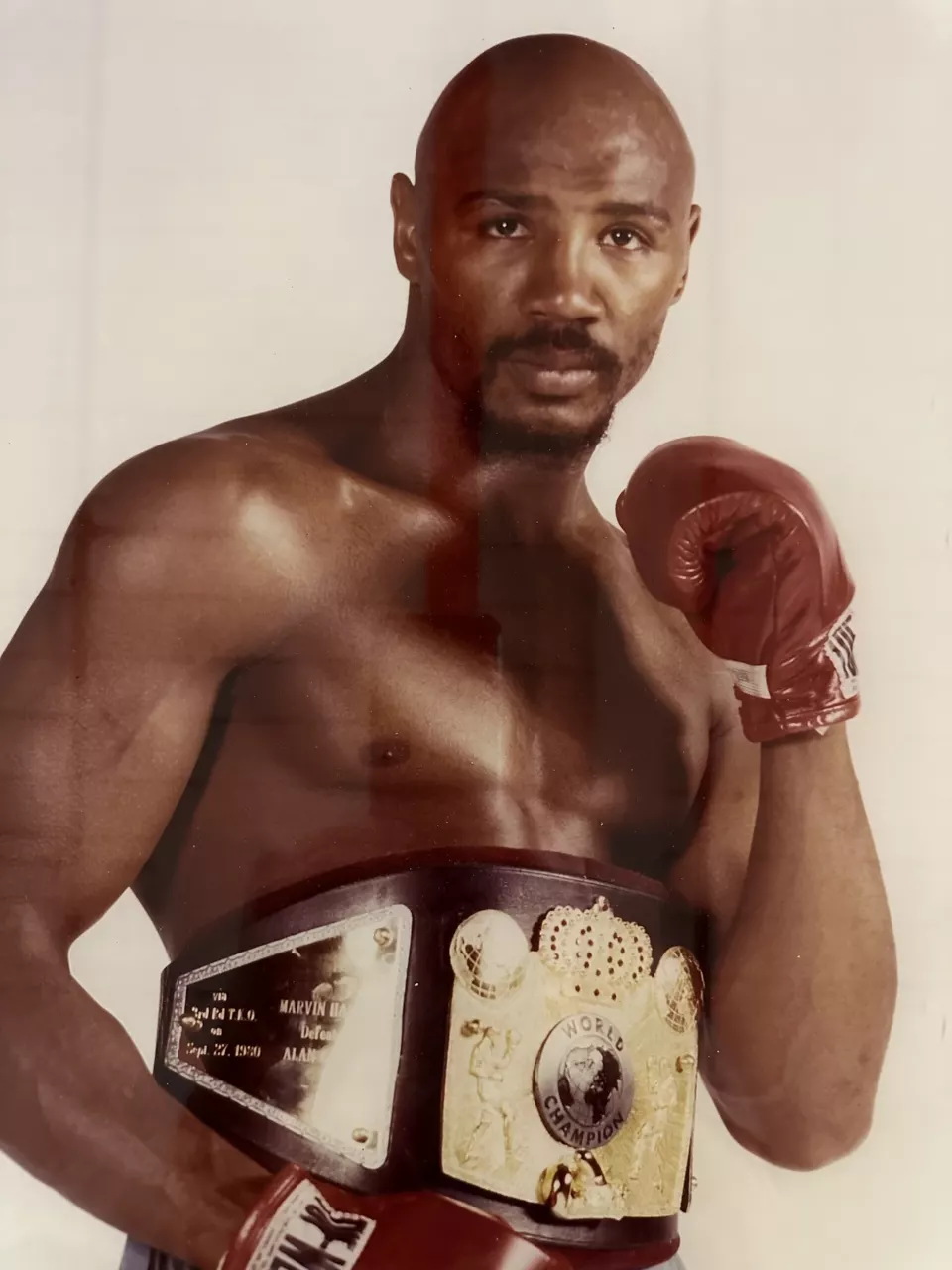Portrait of middleweight champion Marvin Hagler around 1981