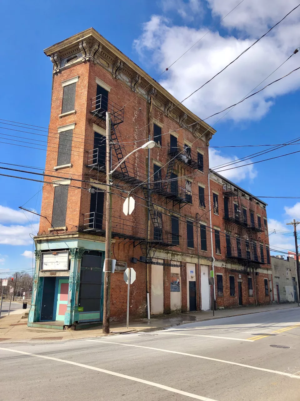 Brick buildings along McMicken Avenue in Cincinnati's Over-the-Rhine neighborhood