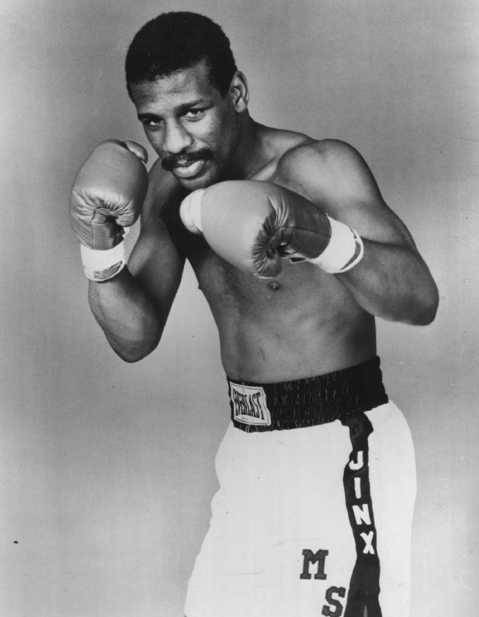 Portrait of boxer Michael Spinks in 1987