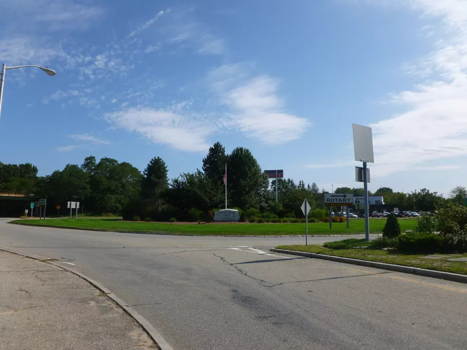 Street sign for Micky Ward Circle in Lowell, Massachusetts