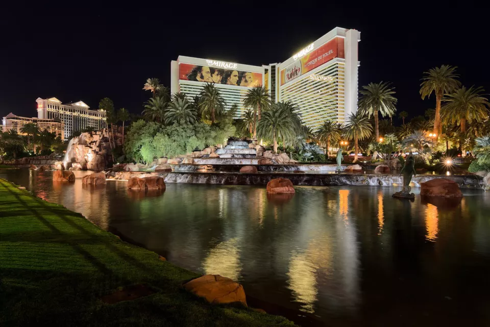 Exterior of the Mirage hotel and casino in Las Vegas