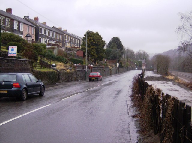 Row of older terraced houses in Newbridge, South Wales