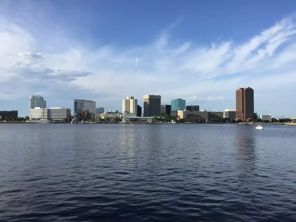 Skyline of downtown Norfolk, Virginia, across the water
