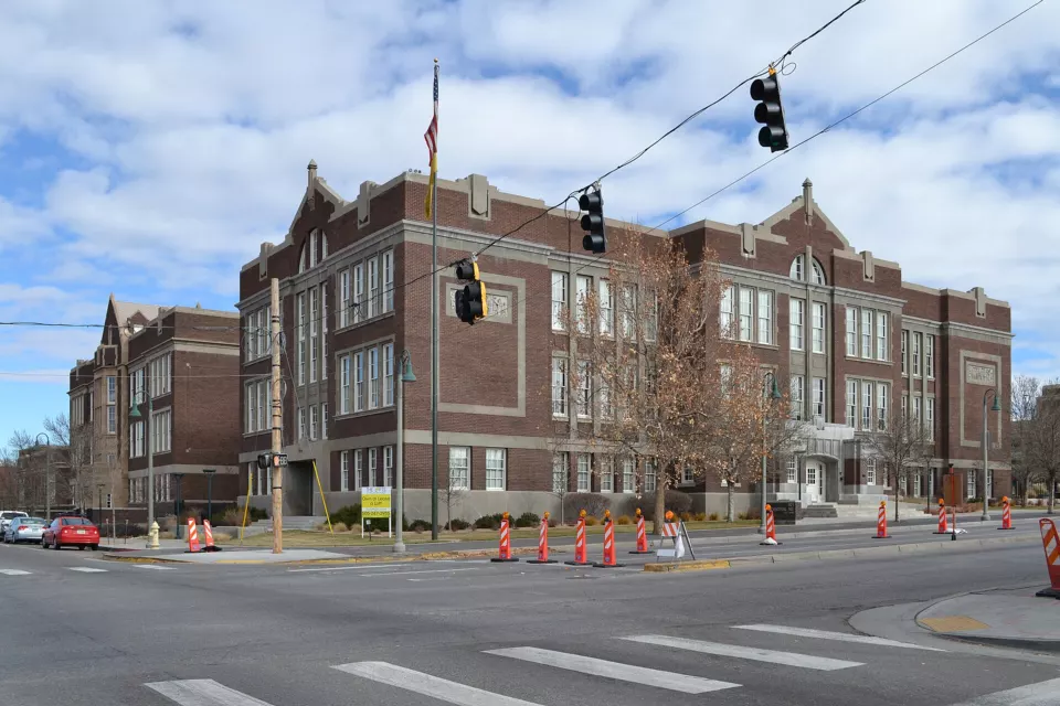Historic Albuquerque High School building on Central Avenue