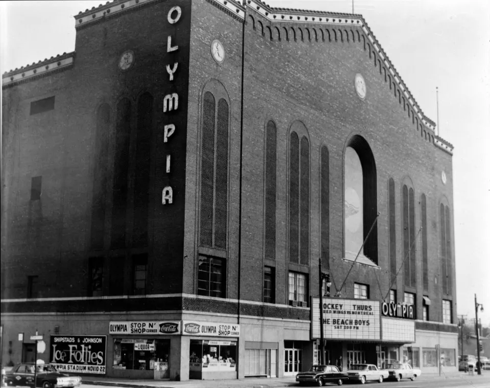 Exterior of the Olympia arena in Detroit