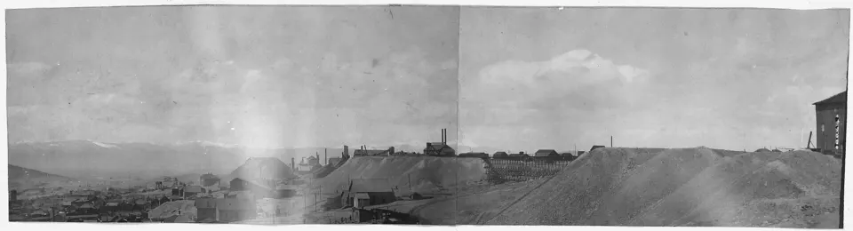 Panorama of mine dumps and buildings at Walkerville, Montana, 1906