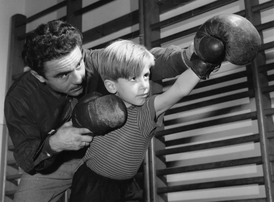 Hungarian boxer László Papp photographed in 1956