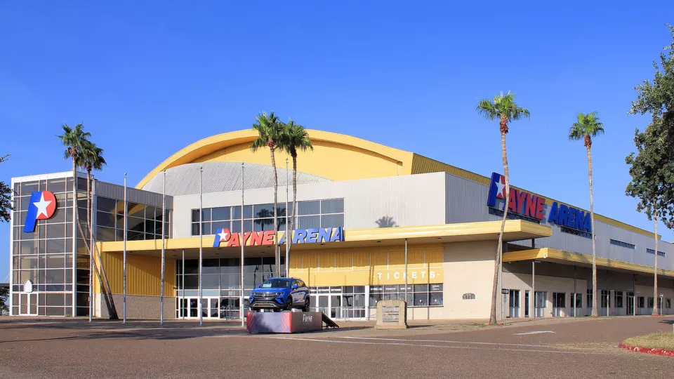 Exterior of Payne Arena in Hidalgo, Texas
