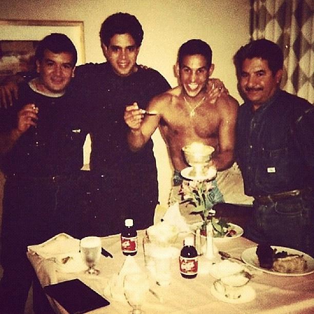 Héctor Camacho with actor Raul Julia-Levy before the 1992 Chávez fight