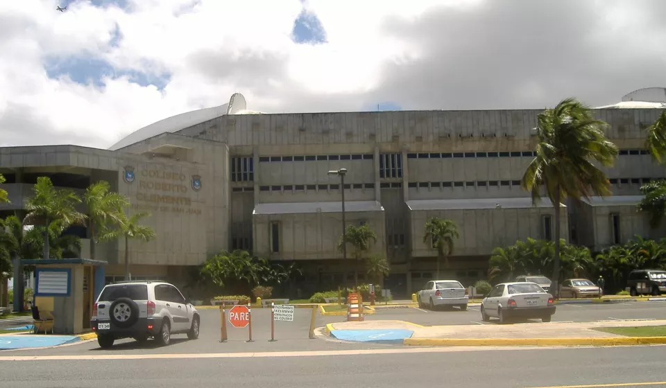Exterior of the Roberto Clemente Coliseum in San Juan, Puerto Rico