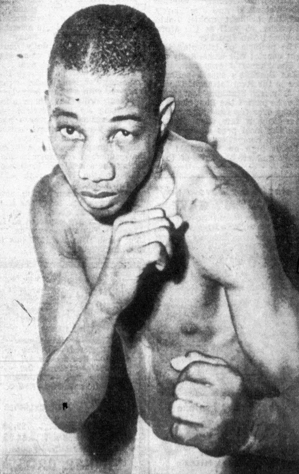 Portrait of featherweight boxer Sandy Saddler in 1949