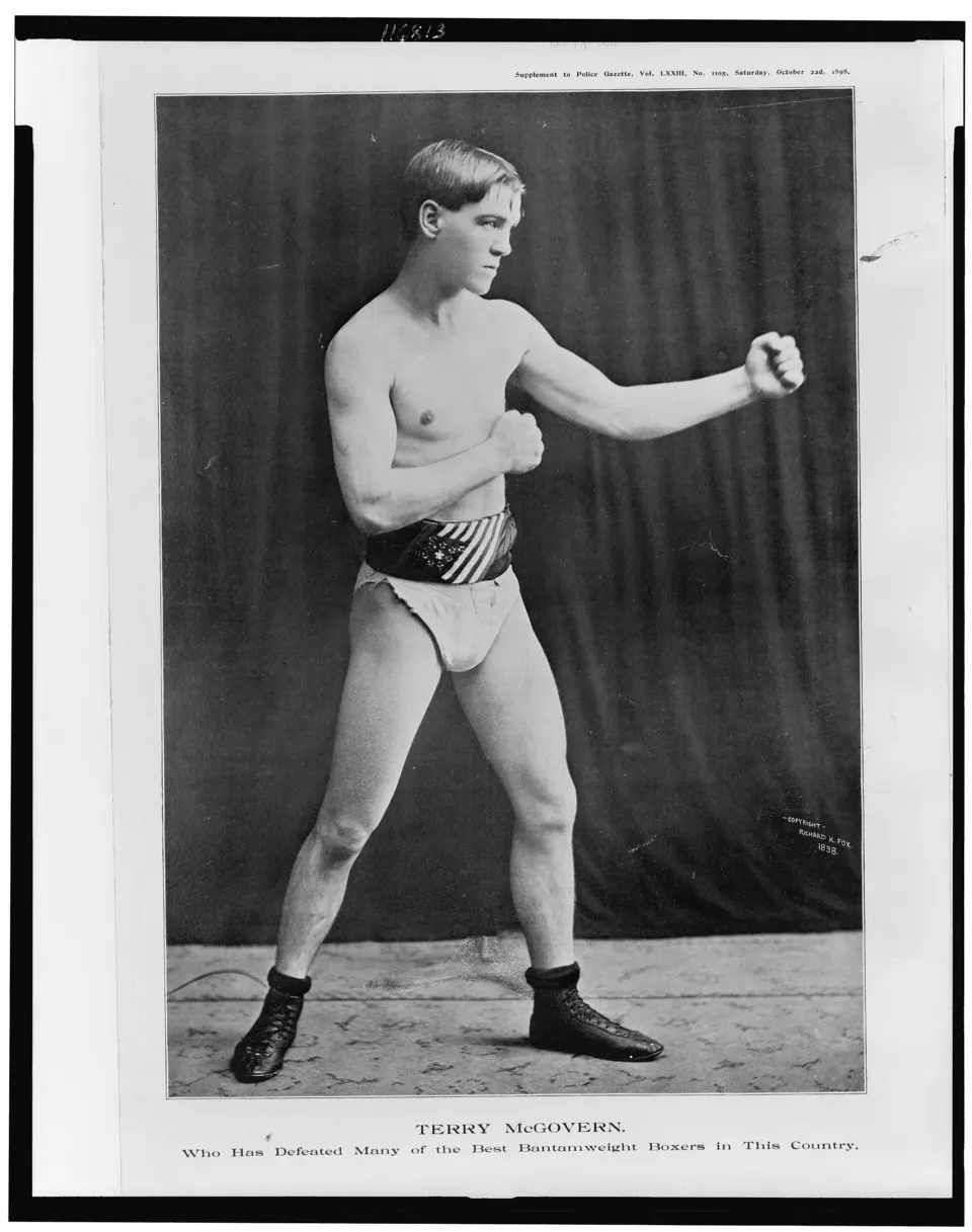 Portrait of the young boxer Terry McGovern in 1898
