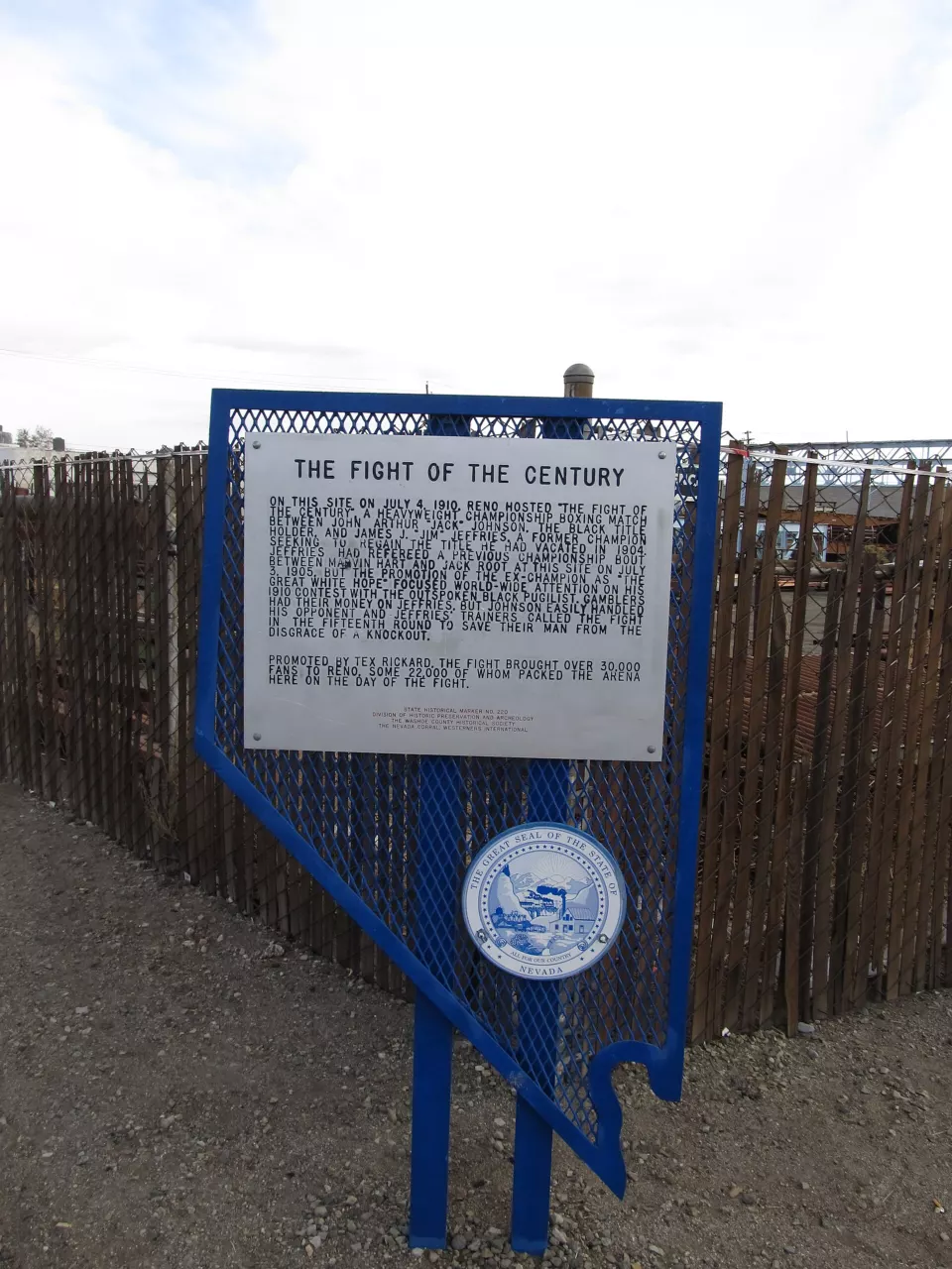 Nevada historical marker for the Fight of the Century in Reno