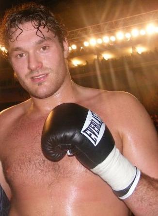 A young Tyson Fury photographed after his first professional fight in 2008