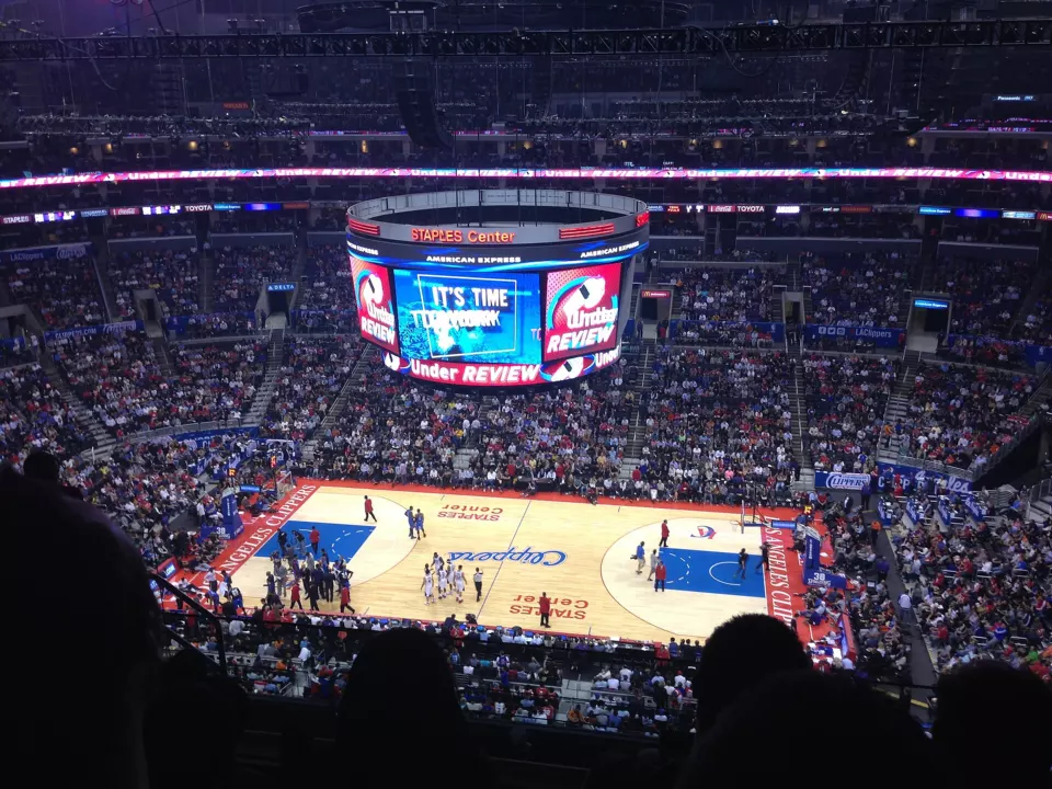 Exterior of the Staples Center arena in Los Angeles