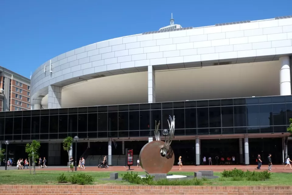 Western facade of the Sydney Entertainment Centre arena