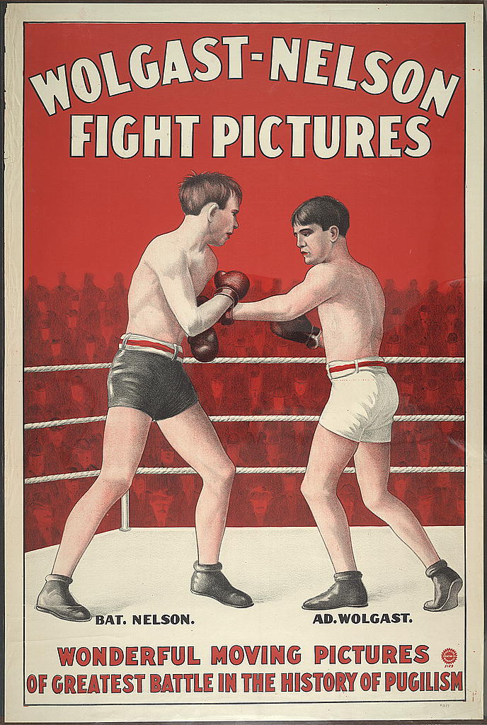 Vintage poster for the Wolgast-Nelson fight pictures