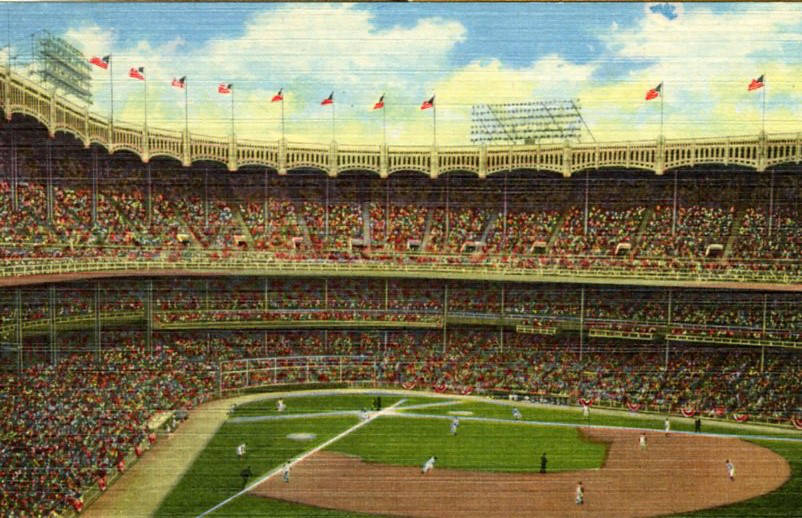 Exterior view of the old Yankee Stadium in New York, 1951